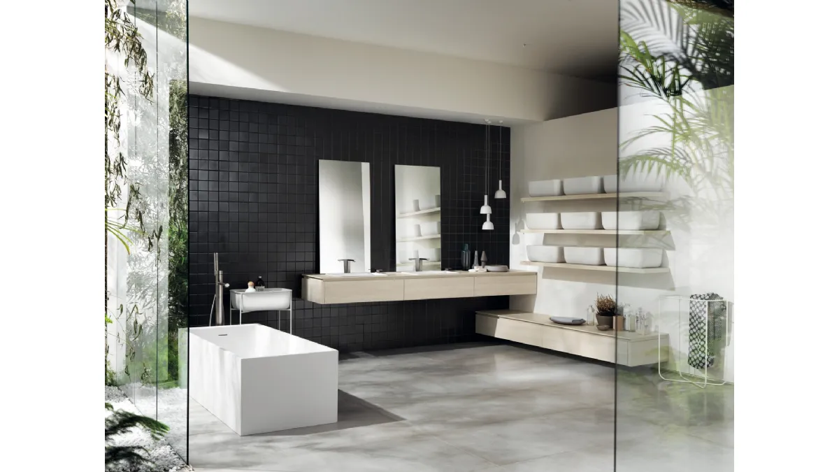 Mobile da Bagno sospeso Qi in Decorativo Olmo Kuuki Sospeso di Scavolini Bathrooms