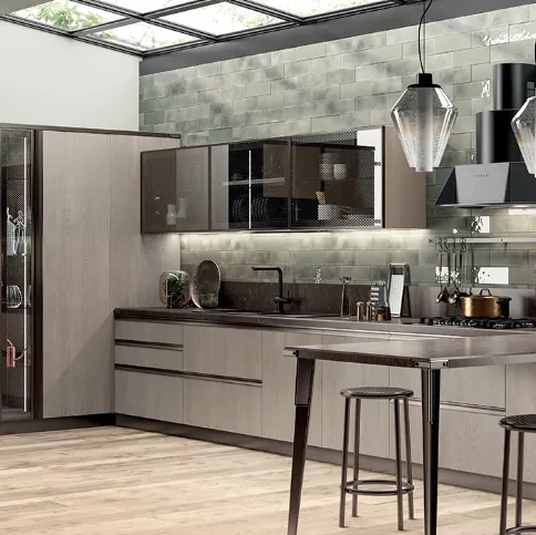 Cucina Moderna Diesel Open Workshop Rovere Gessato di Scavolini