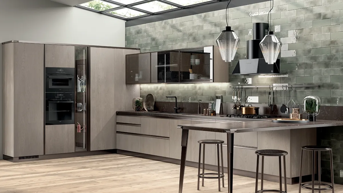 Cucina Moderna Diesel Open Workshop Rovere Gessato di Scavolini