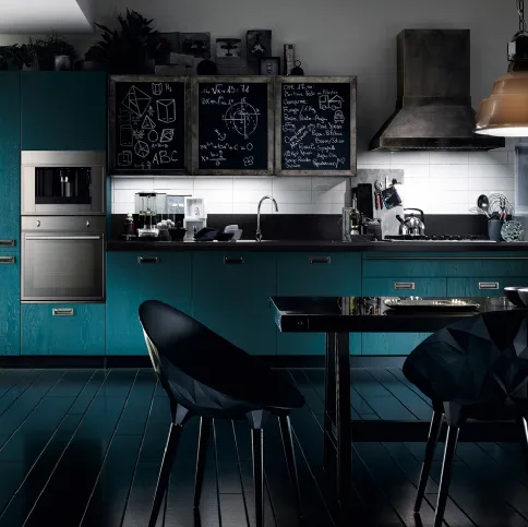 Cucina Moderna Diesel Social Kitchen in Rovere laccato Tempera Indigo di Scavolini