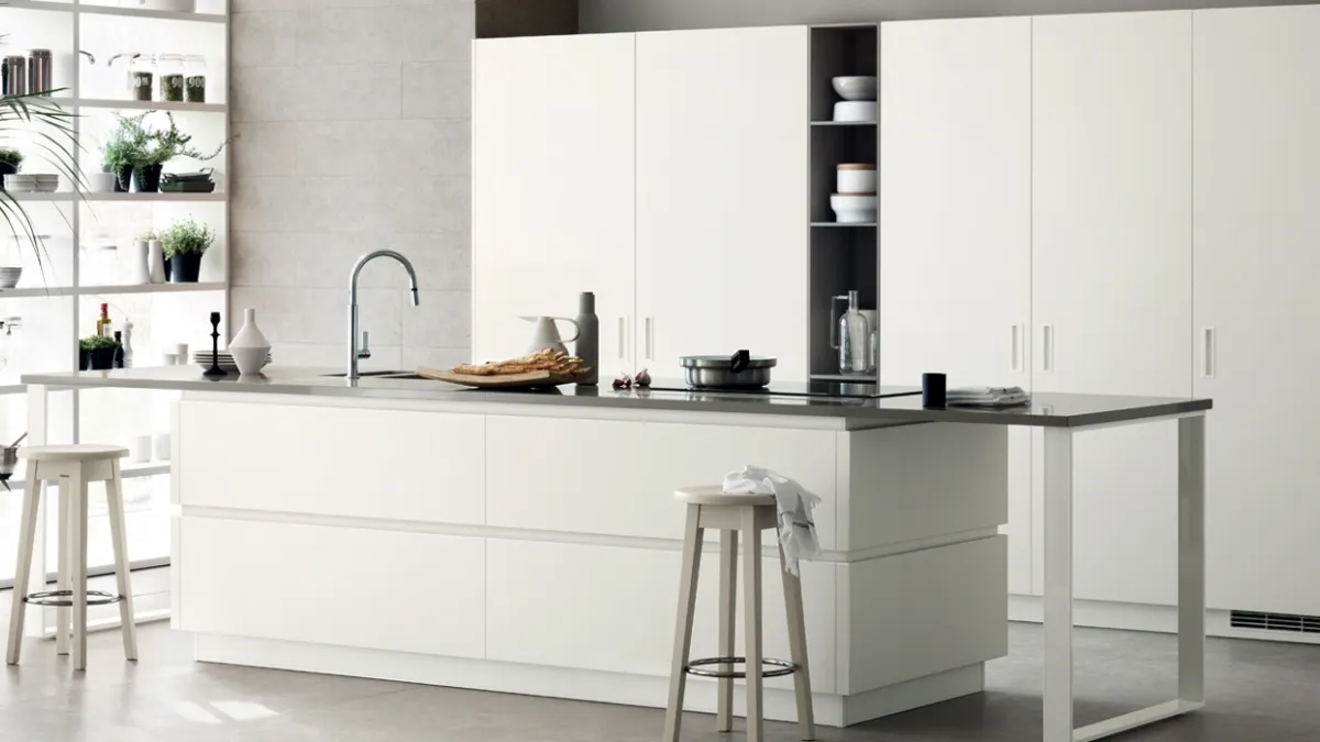 Cucina Moderna Foodshelf laccato Bianco Prestige di Scavolini