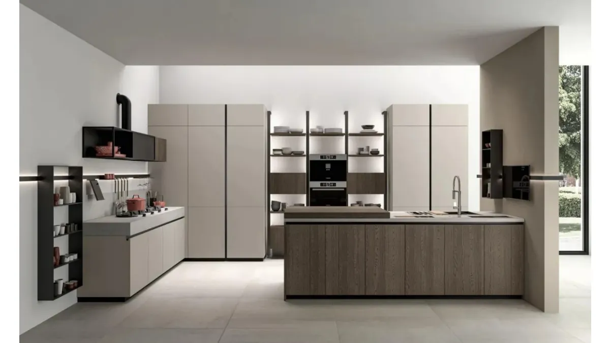 Cucina Moderna con penisola Immagina Wood 06 di Lube