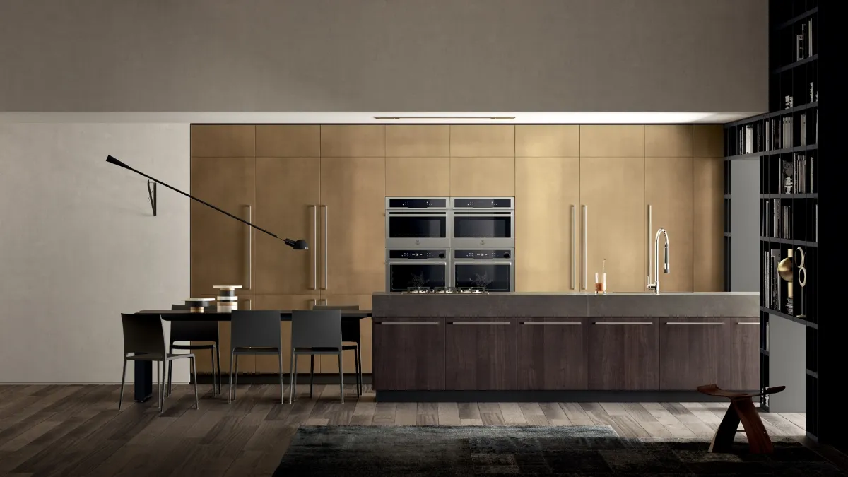 Cucina Moderna Mood Noce Saxony e laccato Stained Brass di Scavolini