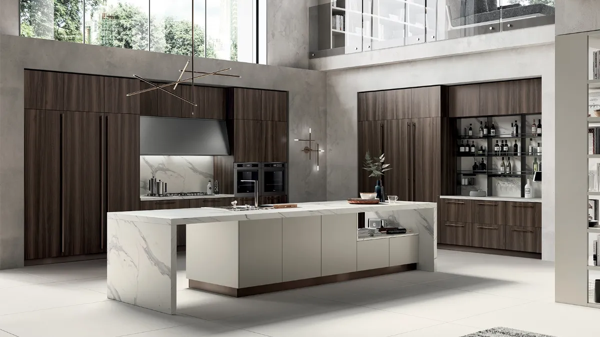 Cucina Moderna Mood in Noce Steady e laccato Tortora di Scavolini