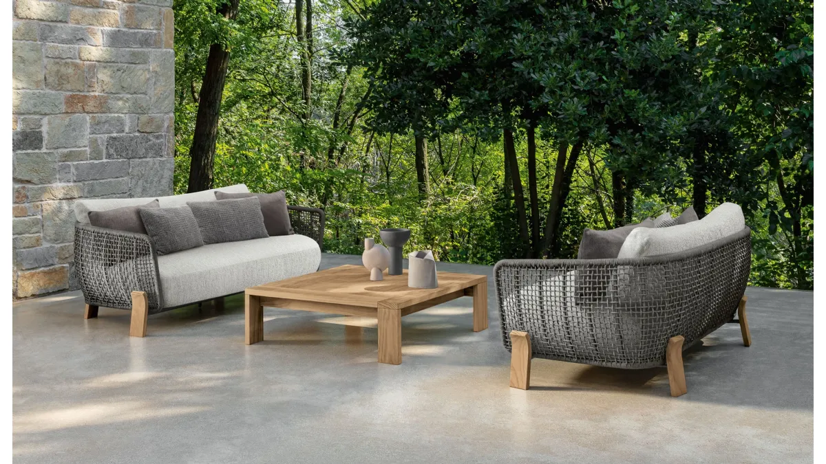 Arredo da esterno in tessuto e legno Argo Wood Love Seat di Talenti